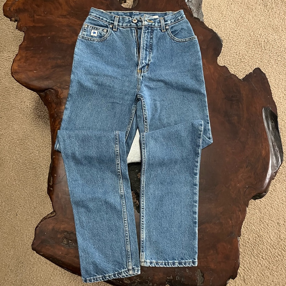 Rockies Blue Straight Leg Jeans Classic Denim Slim Size 27/5 Length Long